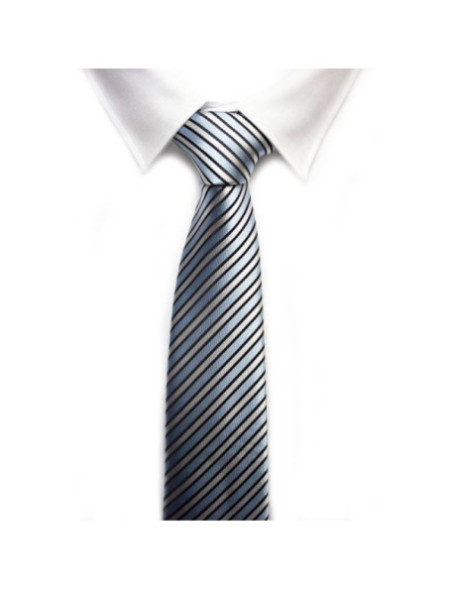 Corbata raya fina azul gris plata