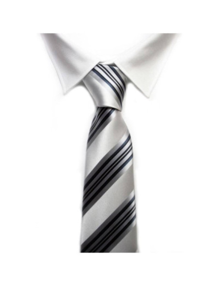 Corbata rayas clásica gris