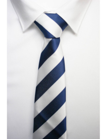 Corbata rayas anchas azul blanco