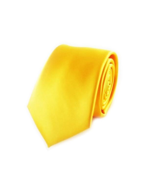 Corbata fina estrecha sedosa amarilla